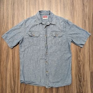 Wrangler light blue button up top